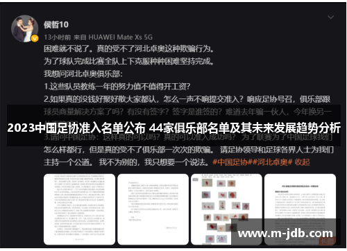 2023中国足协准入名单公布 44家俱乐部名单及其未来发展趋势分析